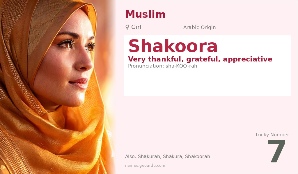 Shakoora Name Meaning and Details