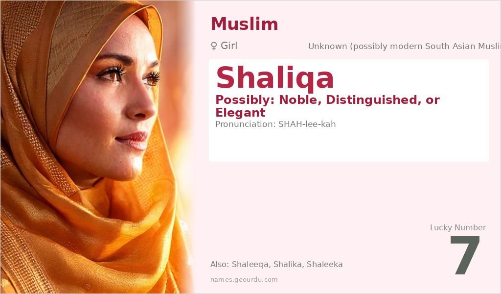 Shaliqa Name Meaning and Details