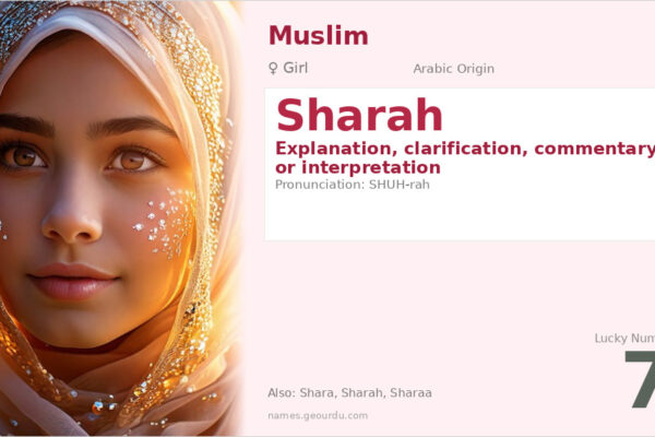 Sharah Name Meaning — Arabic Origin, Girl & Details (2025)