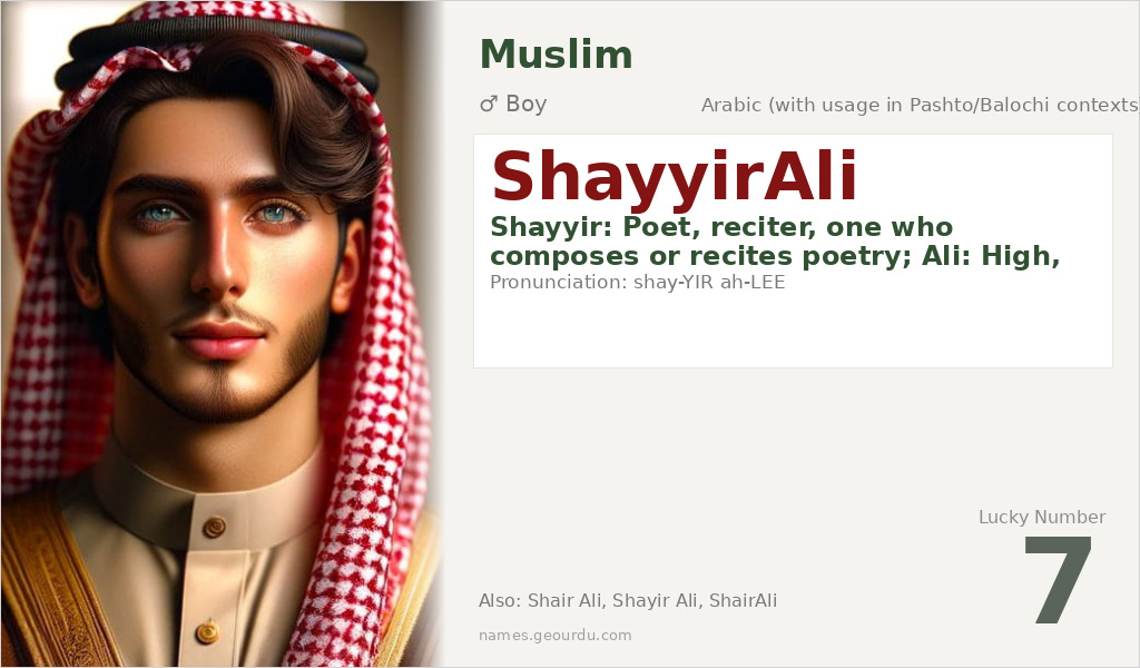 ShayyirAli Name Meaning and Details