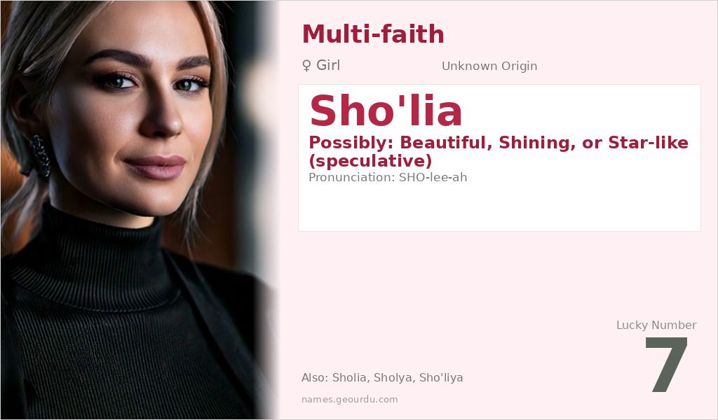 Sho'lia Name Meaning and Details