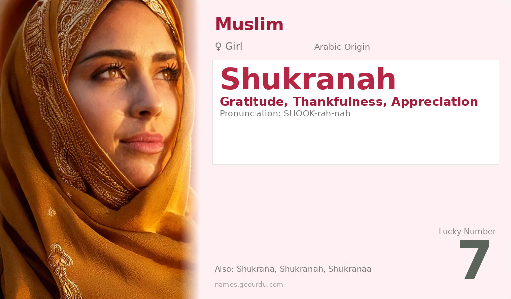 Shukranah Name Meaning and Details