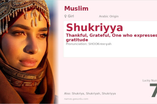 Shukriyya Name Meaning — Arabic Origin, Girl Name & Details (2025)