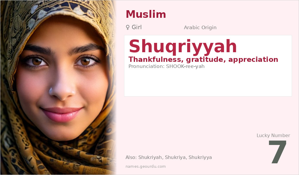 Shuqriyyah Name Meaning and Details