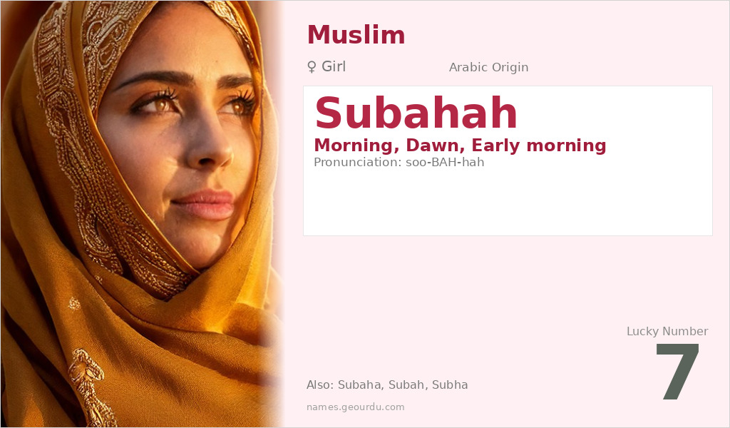 Subahah Name Meaning and Details