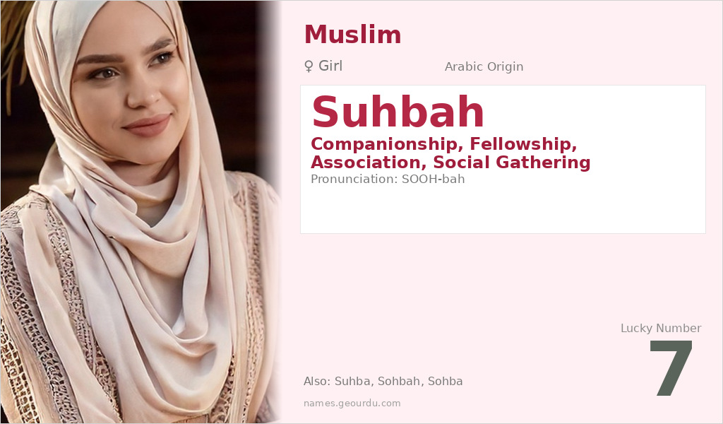 Suhbah Name Meaning and Details