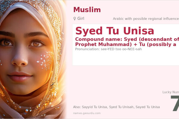Syed Tu Unisa Meaning — Arabic Origin, Girl Name & Details (2025)