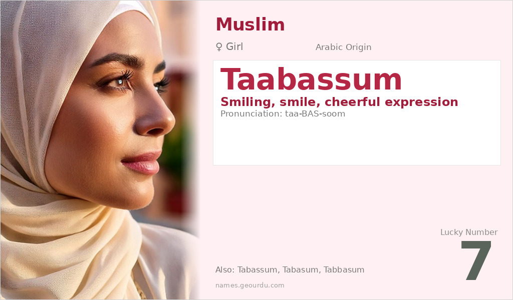 Taabassum Name Meaning and Details