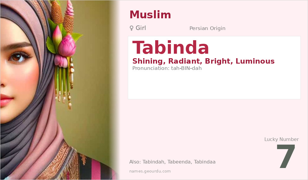 Tabinda Name Meaning and Details