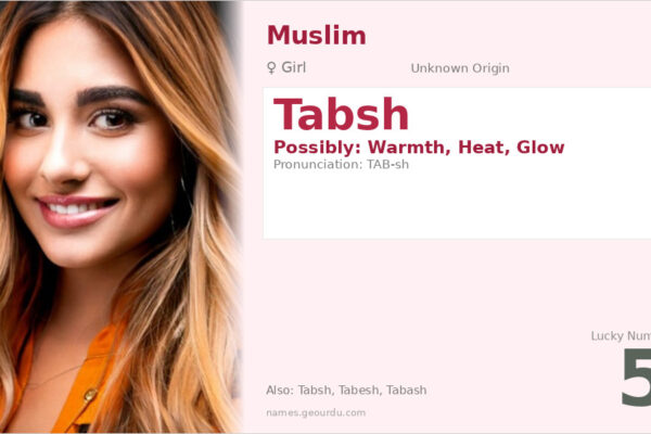 Tabsh Name Meaning — Origin, Gender & Details (2025)