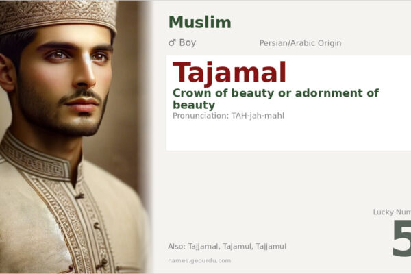 Tajamal Name Meaning — Crown of Beauty, Origin & Details (2025)