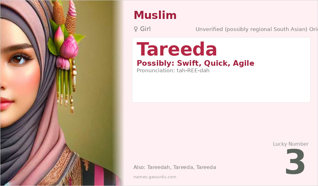 Tareeda Name Meaning and Details