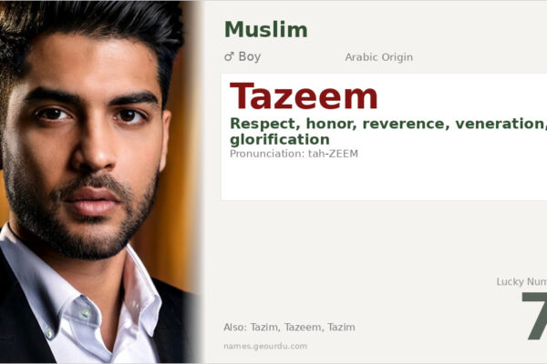 Tazeem Name Meaning — Arabic Origin, Boy Name & Details (2025)