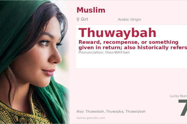 Thuwaybah Name Meaning — Arabic Origin, Girl Name & Islamic History (2025)