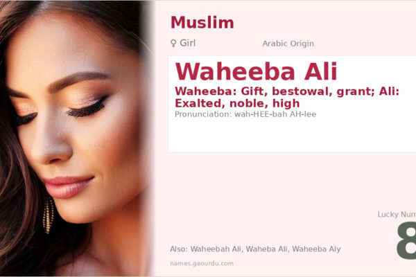 Waheeba Ali Meaning — Arabic Origin, Girl Name & Details (2025)