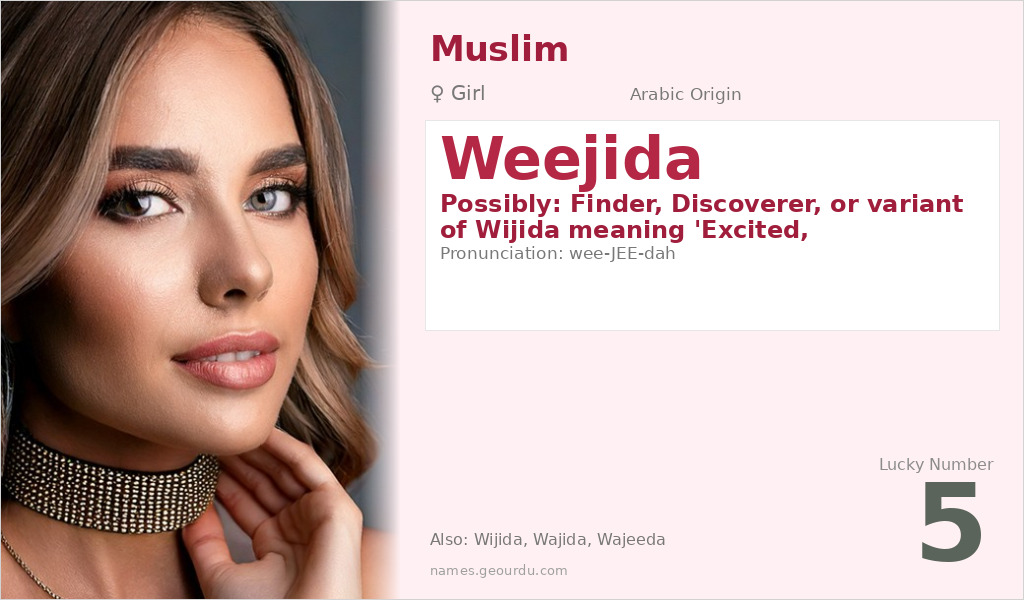 Weejida Name Meaning and Details