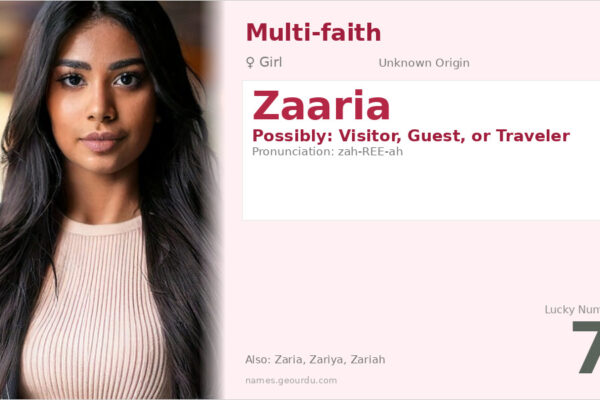 Zaaria Name Meaning — Origin, Gender & Details (2025)
