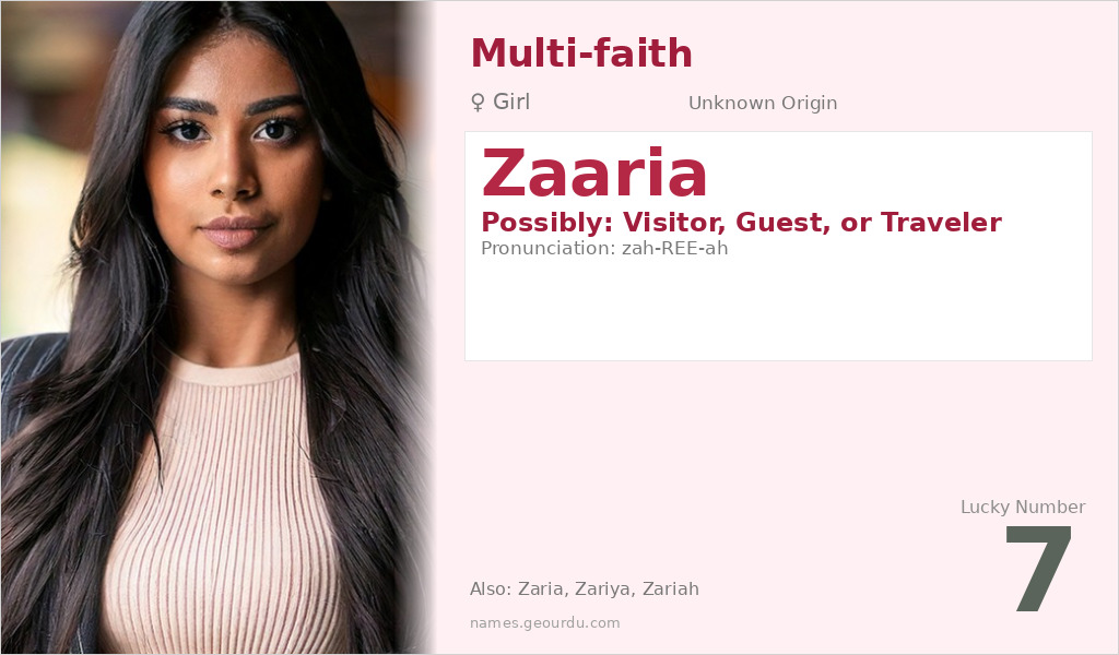 Zaaria Name Meaning and Details