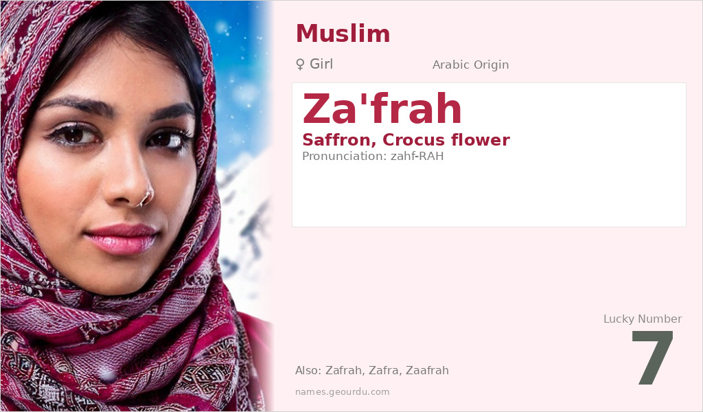 Za'frah Name Meaning and Details