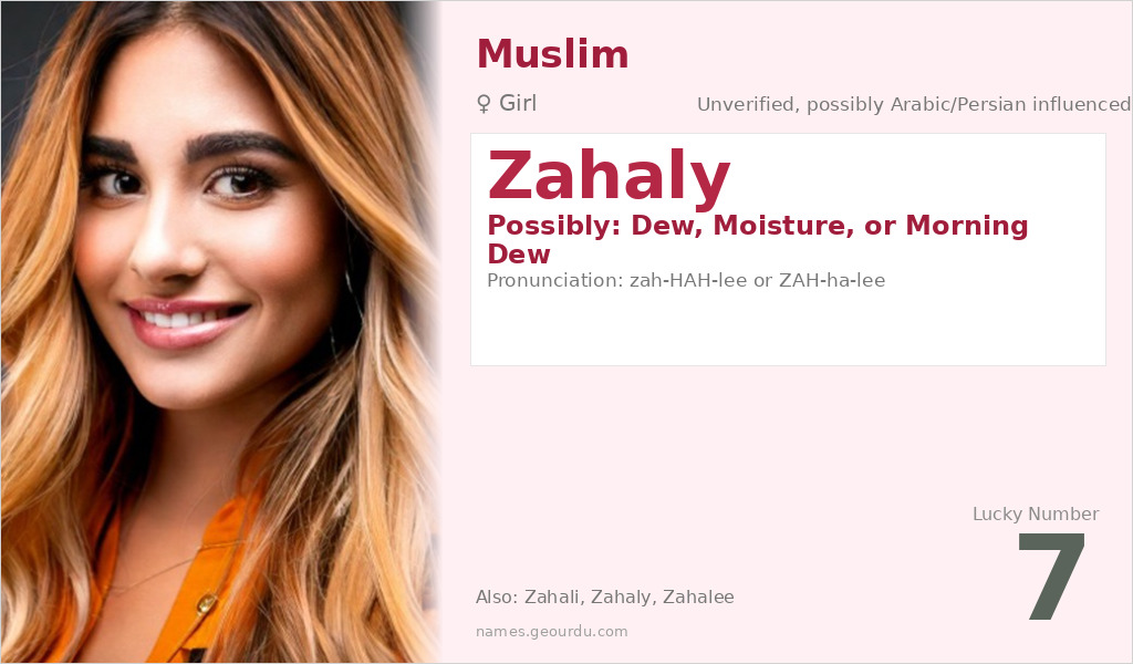 Zahaly Name Meaning and Details