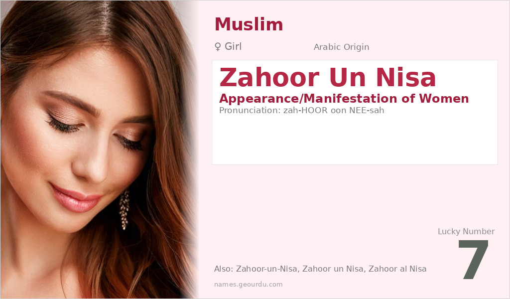 Zahoor Un Nisa Name Meaning and Details