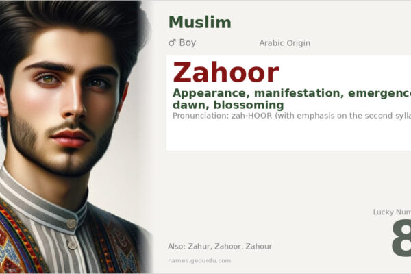 Zahoor Name Meaning — Arabic Origin, Boy & Details (2025)