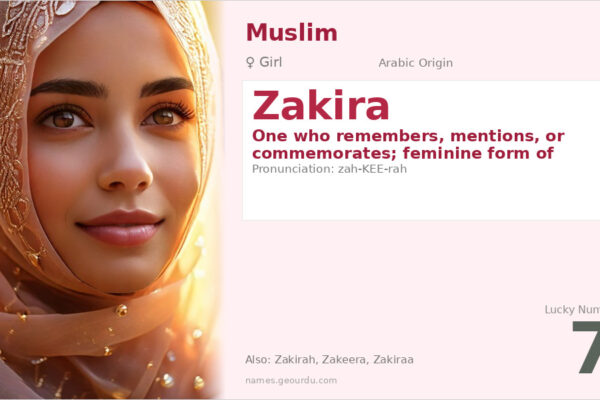Zakira Name Meaning — Arabic Origin, Girl Name & Islamic Significance (2025)
