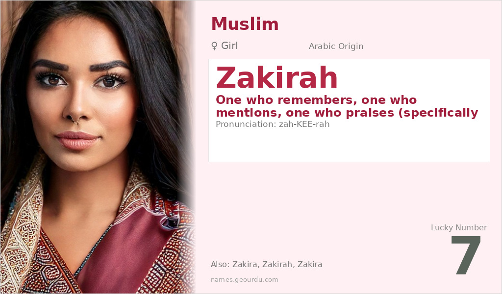 Zakirah Name Meaning and Details