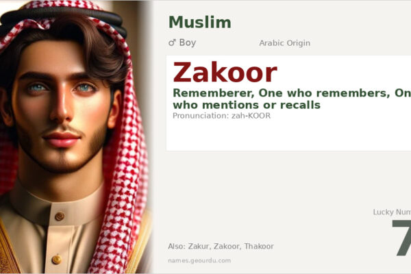Zakoor Name Meaning — Arabic Origin, Boy & Details (2025)