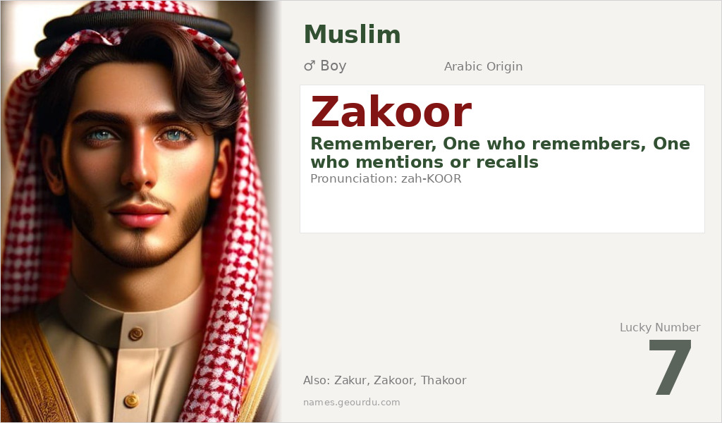 Zakoor Name Meaning and Details