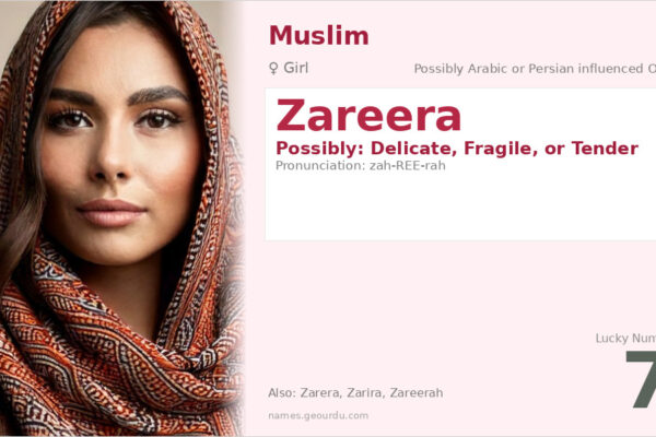 Zareera Name Meaning — Origin, Gender & Details (2025)