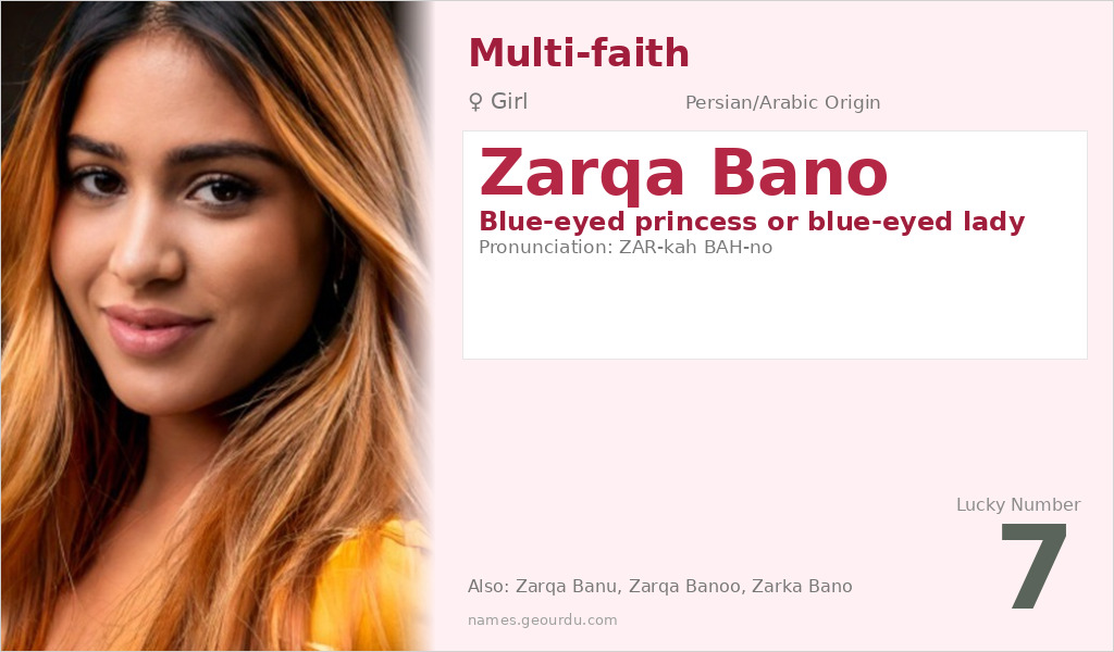 Zarqa Bano Name Meaning and Details