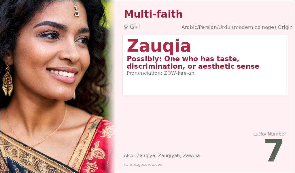 Zauqia Name Meaning and Details