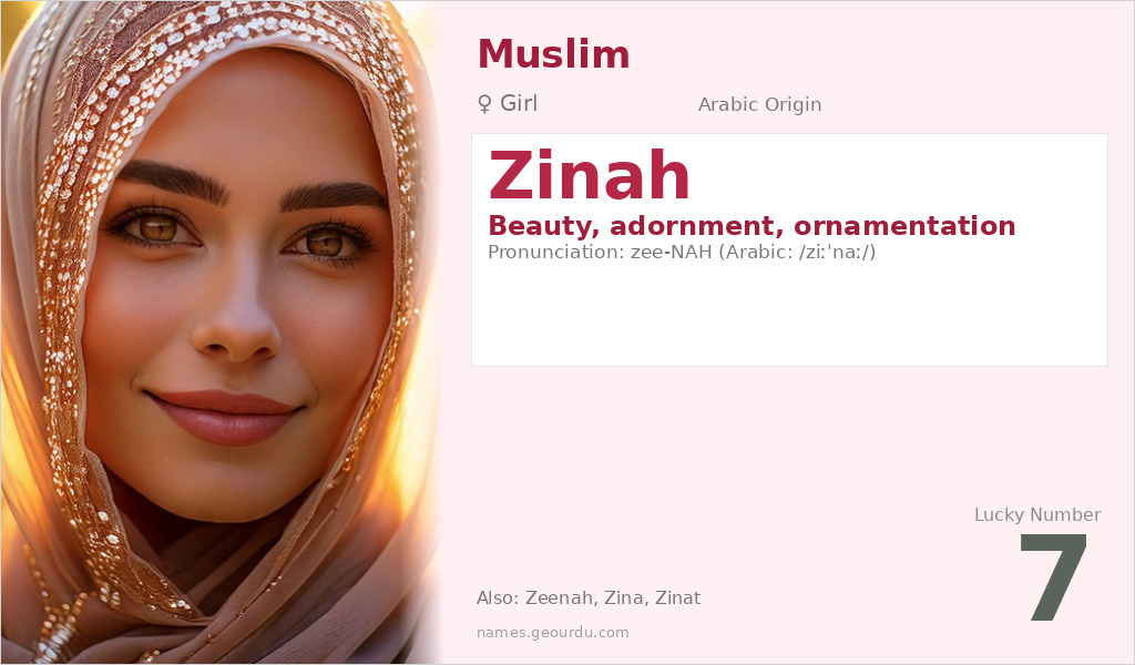 Zinah Name Meaning and Details