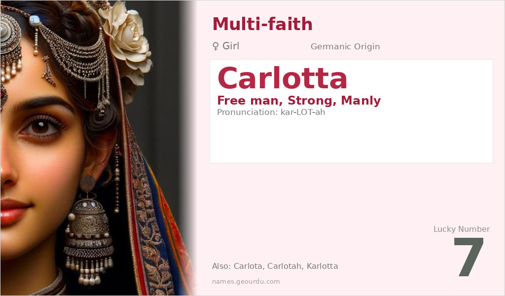 Carlotta Name Meaning and Details