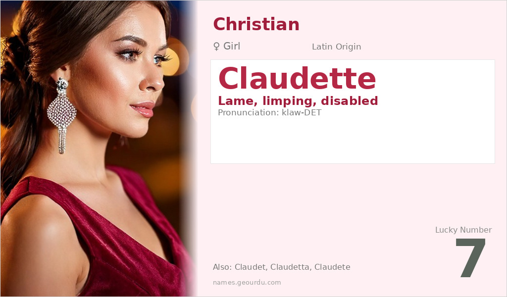 Claudette Name Meaning and Details