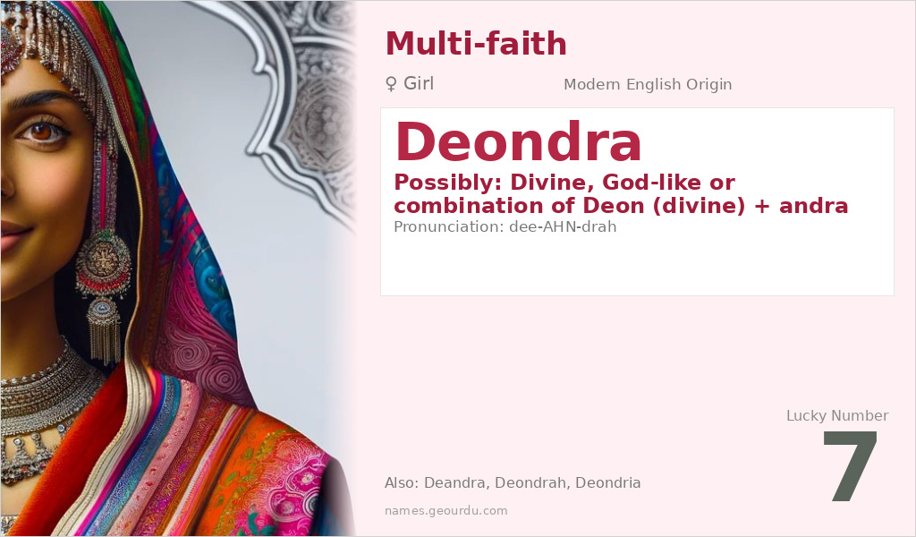 Deondra Name Meaning and Details