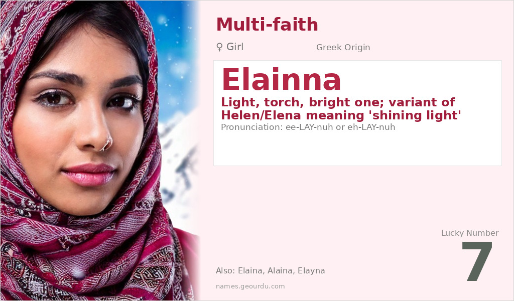 Elainna Name Meaning and Details
