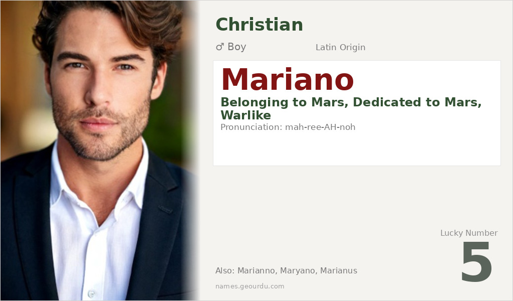 Mariano Name Meaning and Details