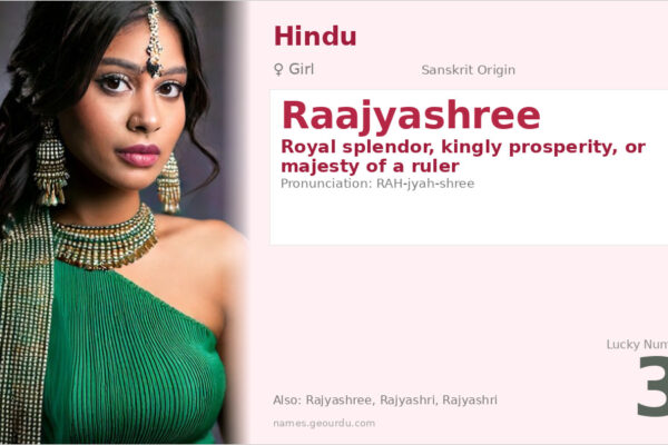 Raajyashree Name Meaning — Sanskrit Origin, Girl Name & Details (2025)