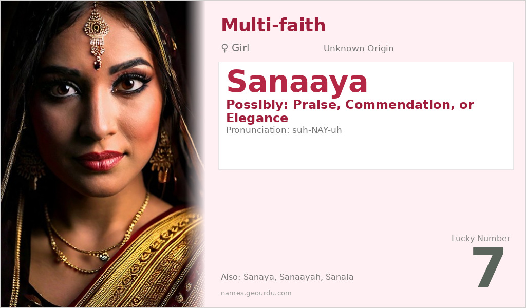 Sanaaya Name Meaning and Details
