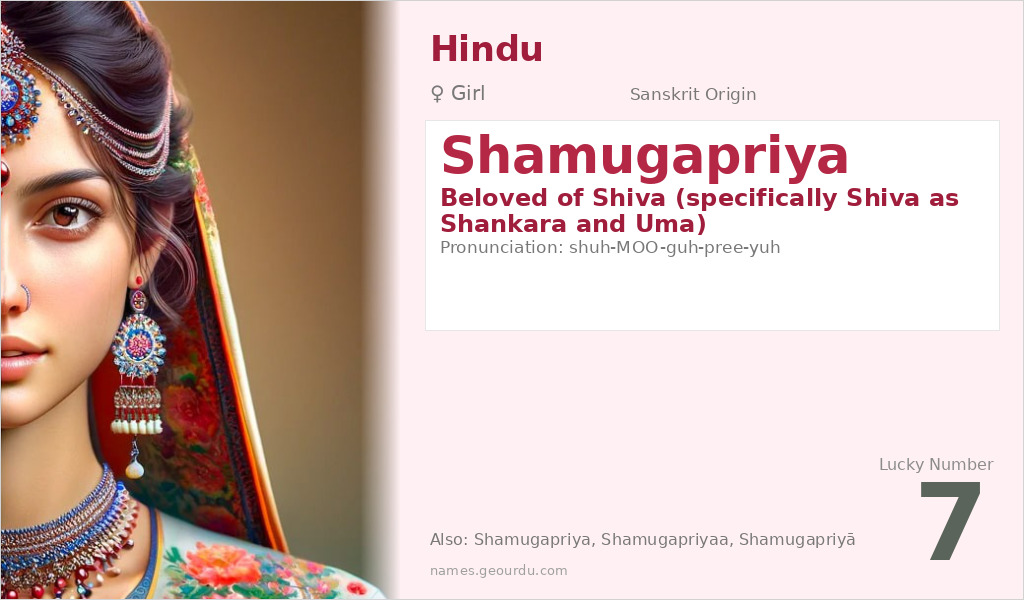 Shamugapriya Name Meaning and Details