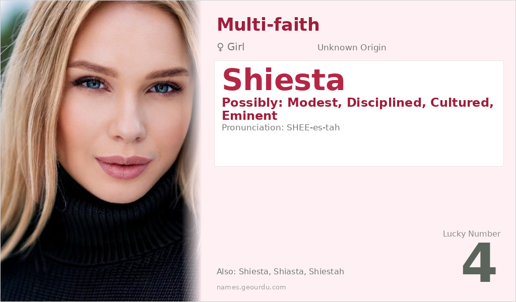 Shiesta Name Meaning and Details