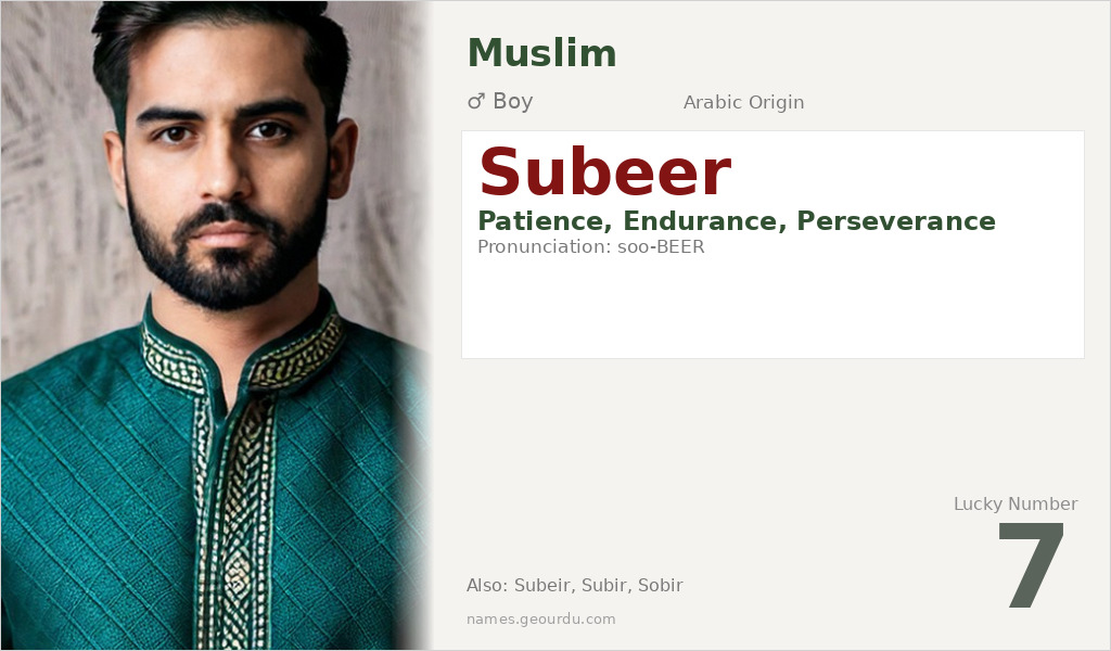 Subeer Name Meaning and Details