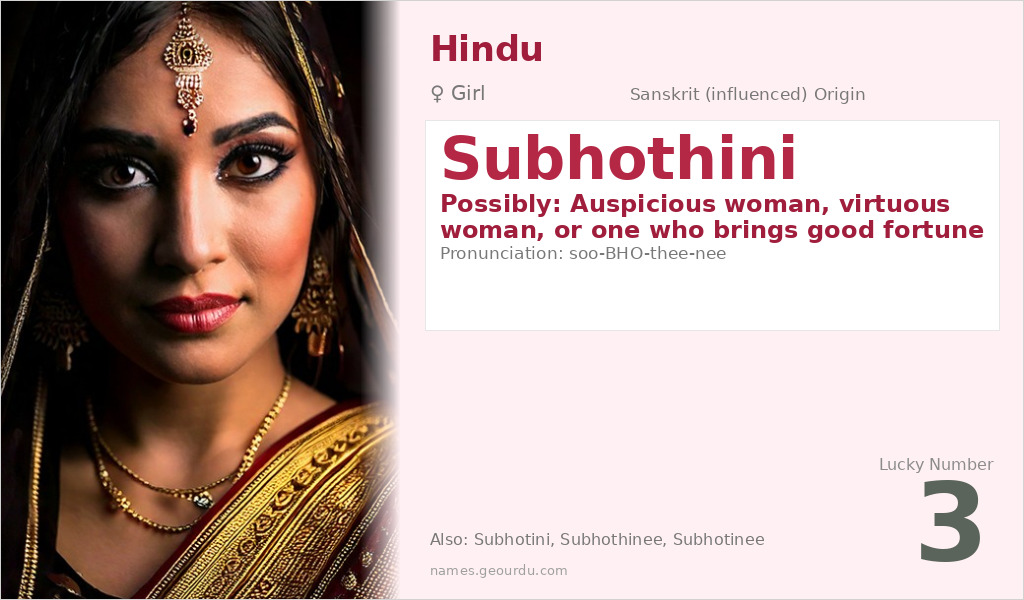 Subhothini Name Meaning and Details