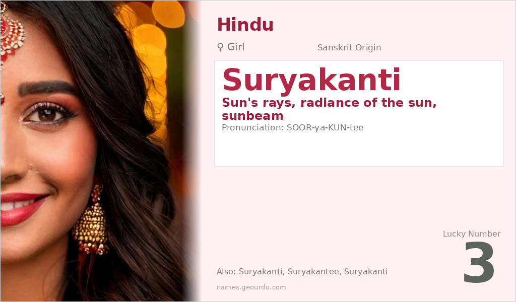 Suryakanti Name Meaning and Details