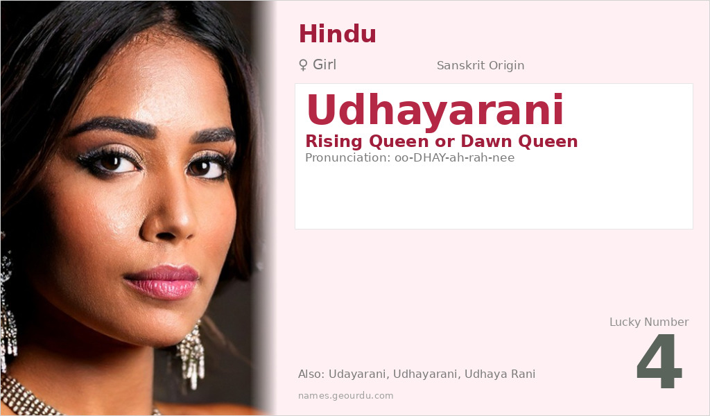 Udhayarani Name Meaning and Details