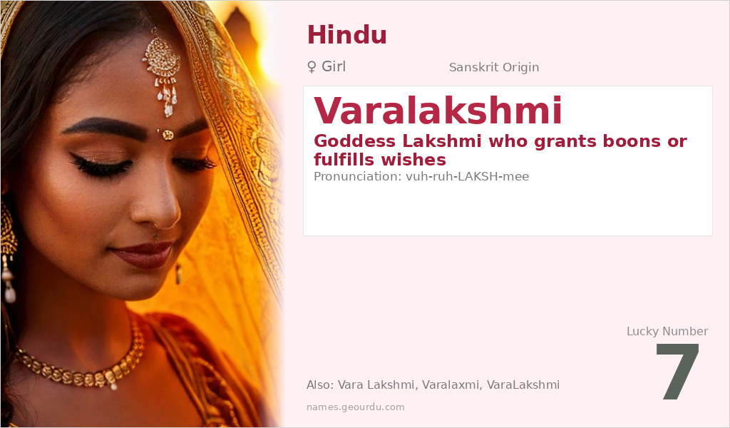 Varalakshmi Name Meaning and Details
