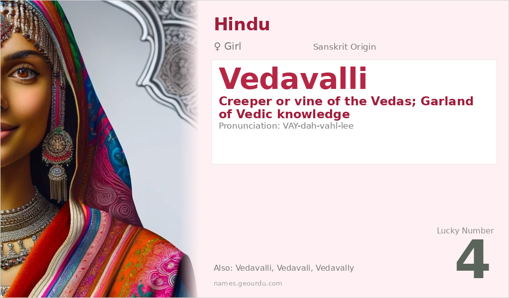 Vedavalli Name Meaning and Details