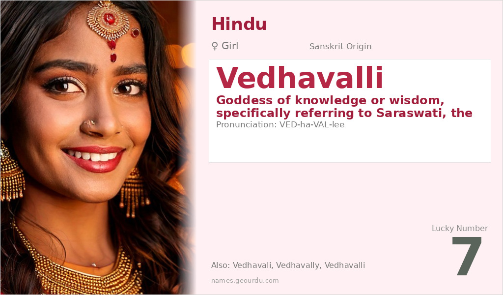 Vedhavalli Name Meaning and Details